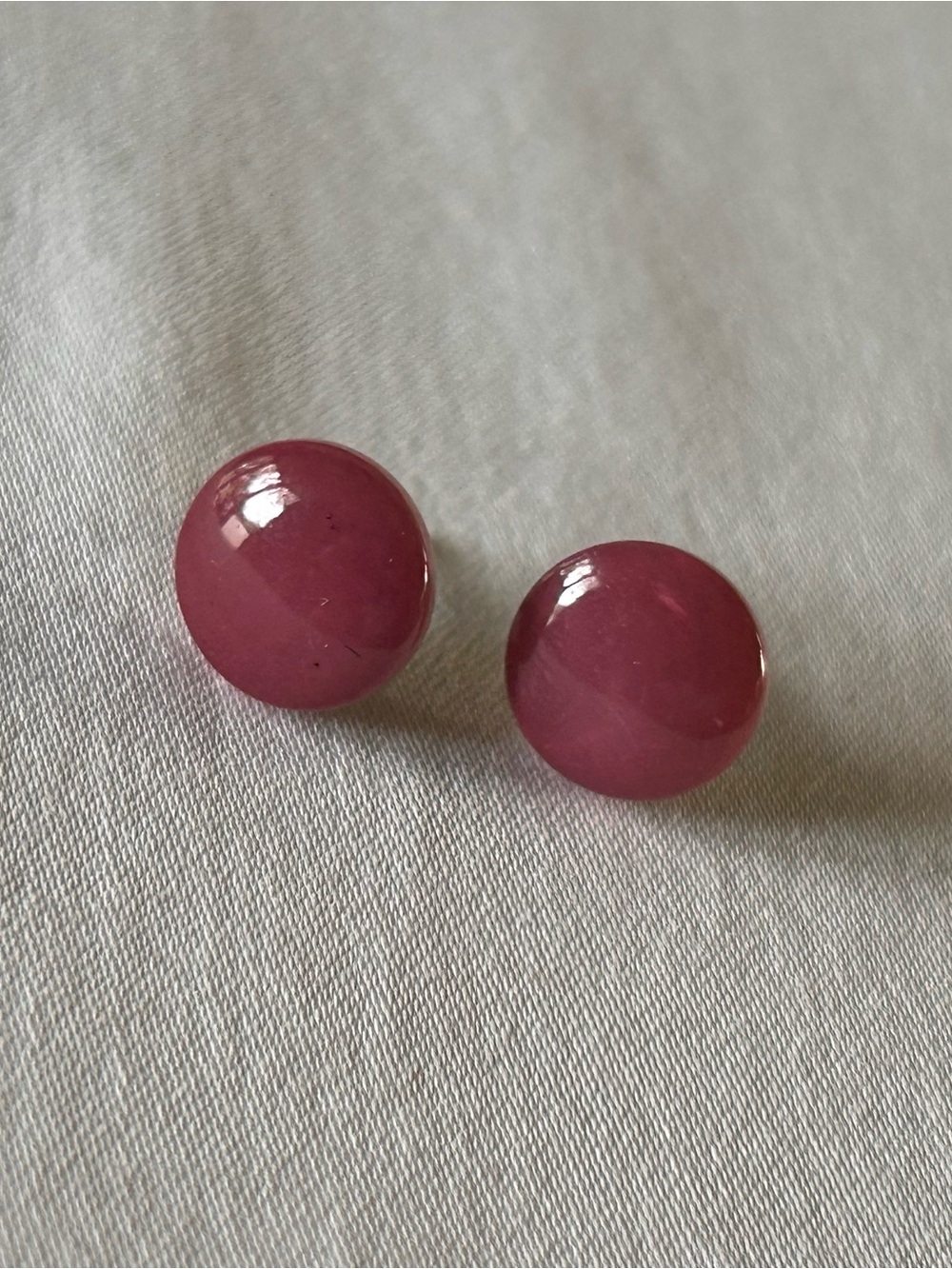 Mauve Pink Round Cabochon Stud Earrings